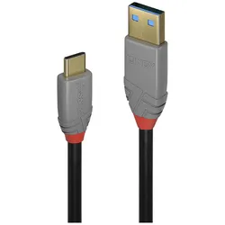 LINDY USB-Kabel USB 3.2 Gen2 (USB 3.1 Gen2) USB-C® Stecker, USB-A Stecker 1.50 m Schwarz, Grau  3691