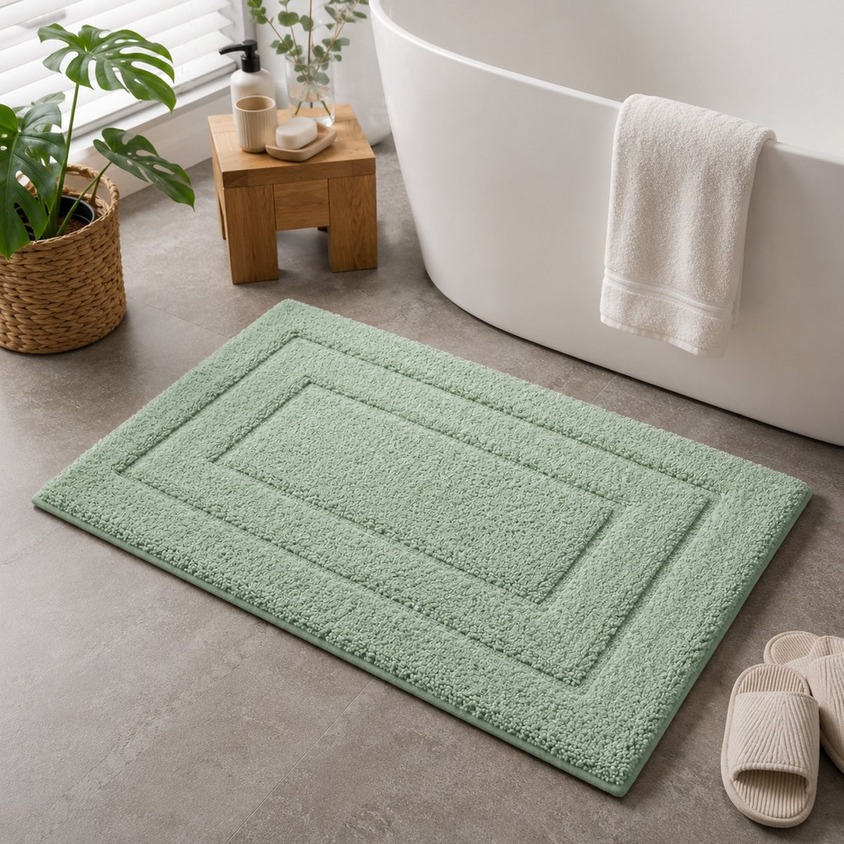 LitaLente Badmat Badkamer – Groen – Zachte Microvezel – 50 x 80 cm