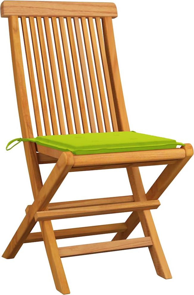 vidaXL Klappstühle mit hellgrünen Kissen, 6 Stück, Massivholz Teakholz