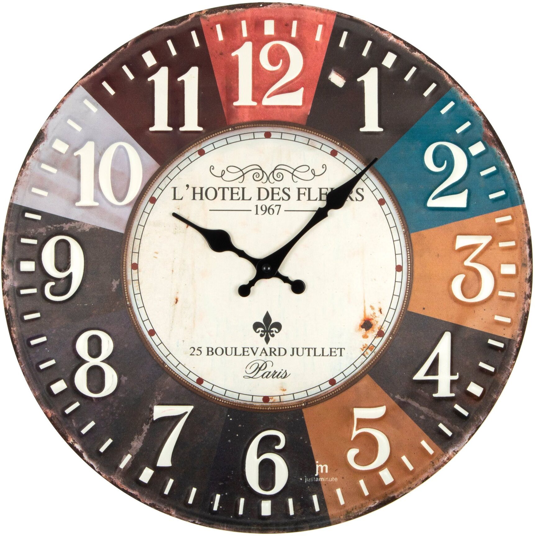 Orologio da parete Lowell 21555 JUSTAMINUTE Hotel des Fleurs Multicolo
