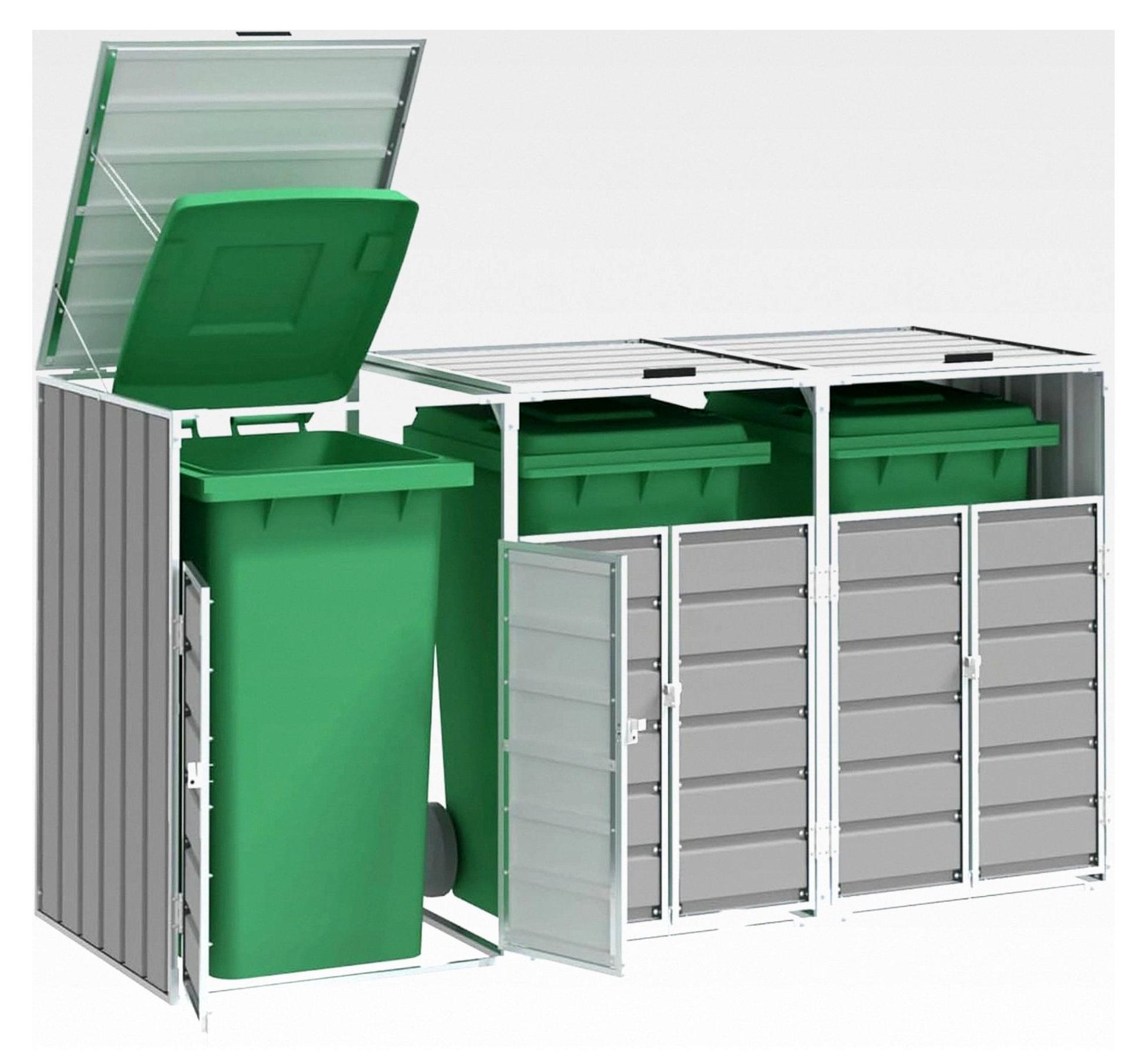 Mülltonnenbox aus Stahl 240L, grau, 216x81x115cm, für den Außenbereich