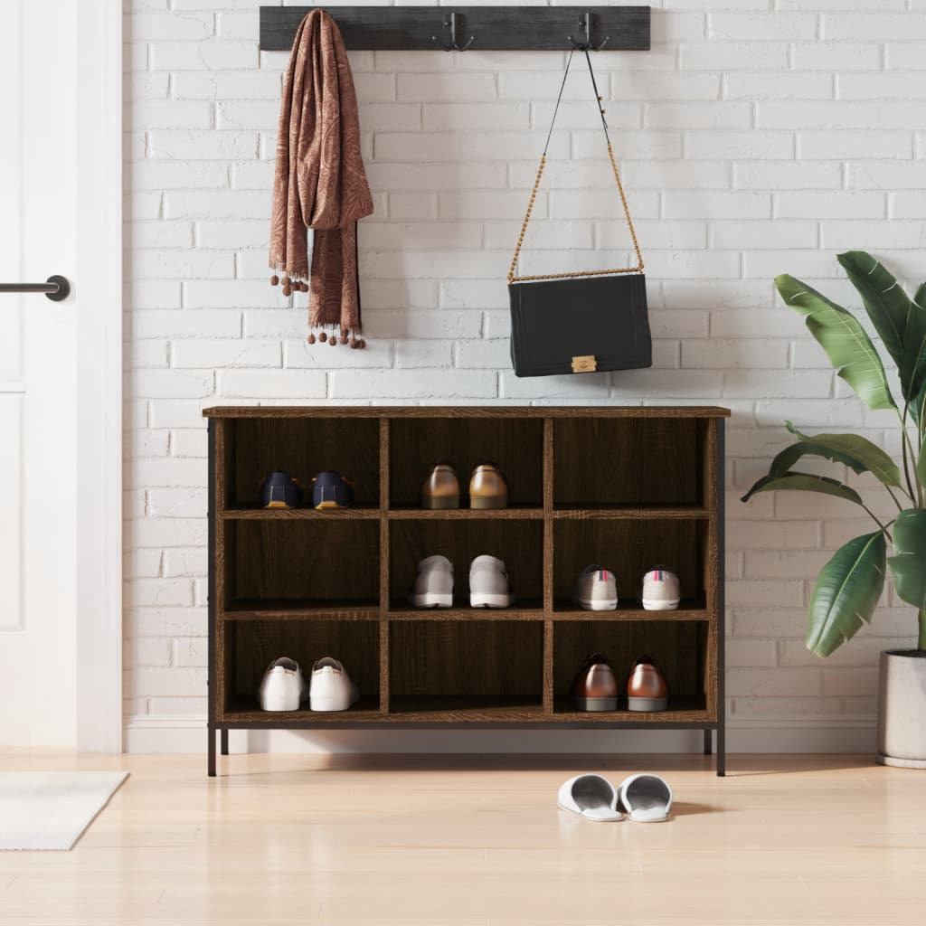 Latitude Run 9 Pair Shoe Storage Cabinet Brown Oak 9