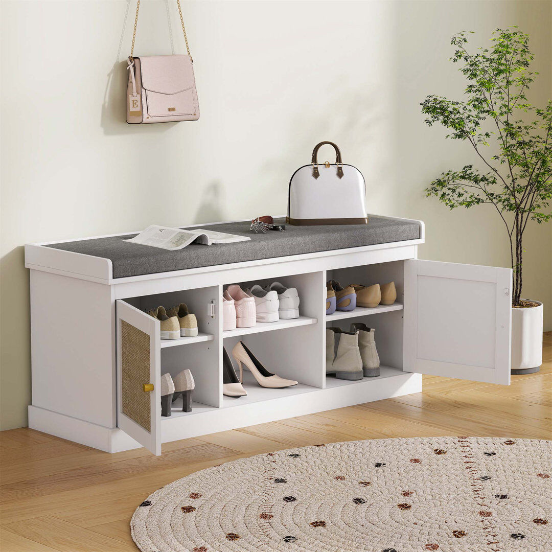 Bloomsbury Market 9 Pair Shoe Storage Bench Grey;White 9