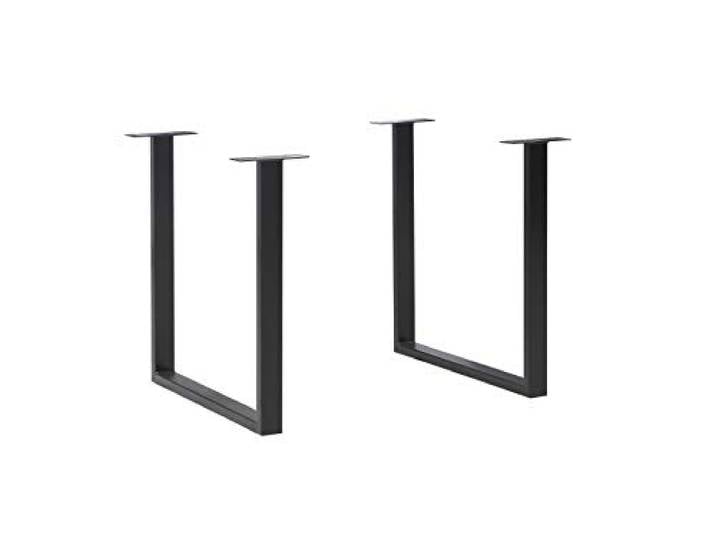 FORTE FUS201-904 Tischsystem, 2-er Set Tischbeine U-förmig, Metall, Schwarz, 71 x 70,3 x 19,2 cm