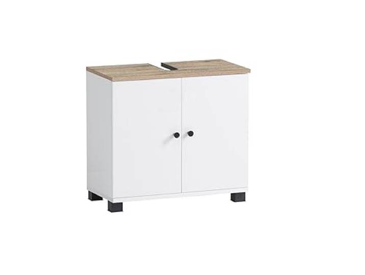 Schildmeyer Waschbeckenunterschrank Lugo 157427, kreideweiß/Wildeiche, 59,8 x 32,6 x 62,4 cm