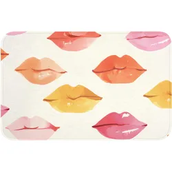 BADEMATTE Lippen - Bunt - Glänzend Badvorleger 80x50 cm