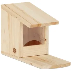 Relaxdays Eichhörnchen Futterhaus zum Stellen, Überwinterungshilfe aus Tannenholz, H x B x T: 17,5 x 12 x 25 cm, natur