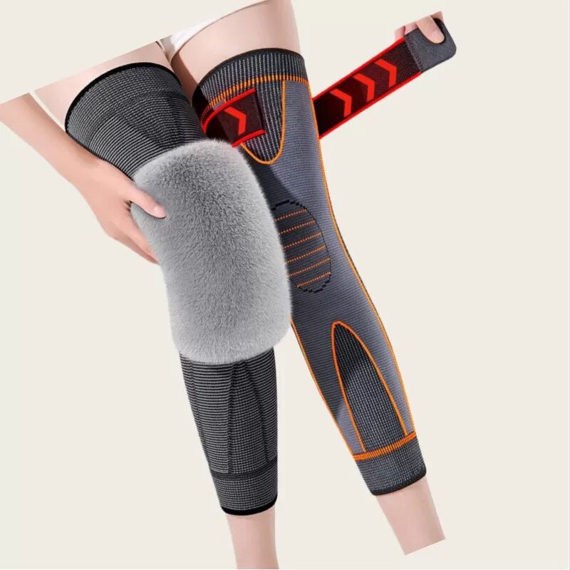 INF Winterwarme Kniebandagen - Verlängerte Plüsch Anti-Rutsch Thermische Knieschoner (1 Paar) L Orange
