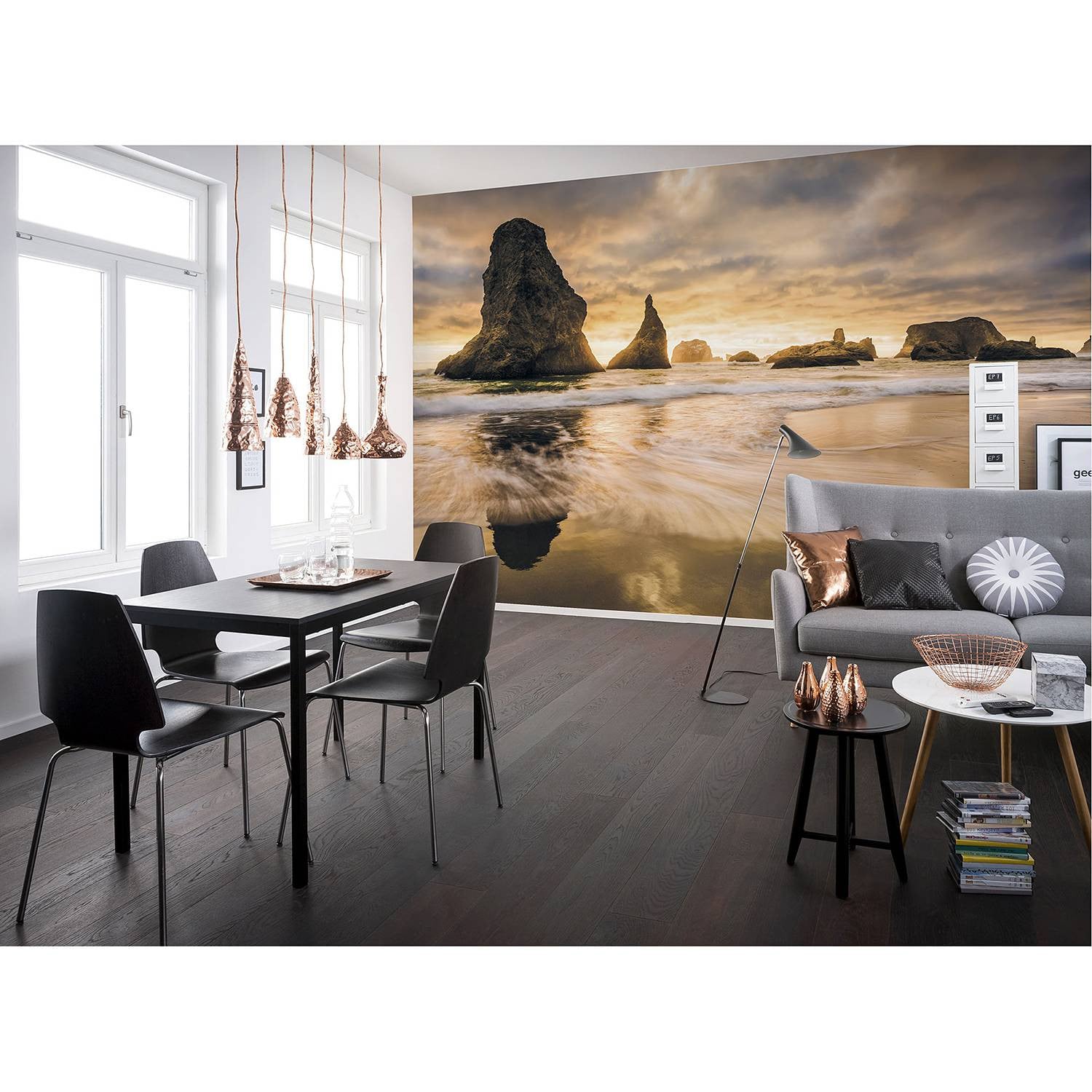 home24 Fotobehang Golden Stacks Abstract Modern Multicolour Goud B: 400 cm, H: 250 cm