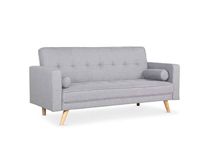 Menzzo Schlafsofa, skandinavisch, Slow-Bett, Polyester, Hellgrau, 186 x 75 x 89 cm