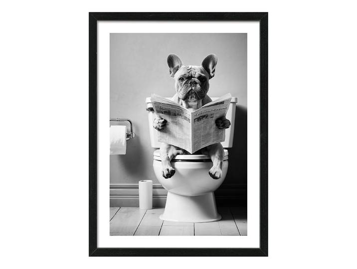 home24 Afbeelding Funny Bulldogge Glas: floatglas Lijst: MDF, gefolieerd wit/grijs 55 x 75cm