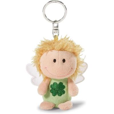 NICI 34553 - Schlüsselanhänger Schutzengel mit Kleeblatt Ich bring dir Glück, Glücksbringer, grün, 7 cm