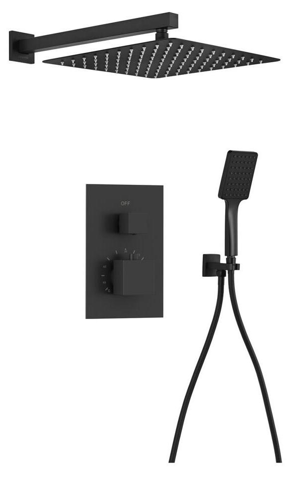 Thermostat-Unterputz Duscharmatur, Einbau-Box, 2 Wege, Schwarz matt