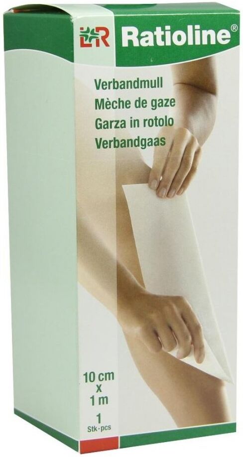 Ratioline acute Verbandmull 10 cmx1 m gerollt 1stk
