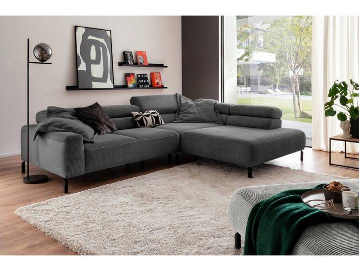 KAWOLA Ecksofa DELIA, L-Form rechts oder links, mit oder ohne Sitzvorzug, Cord