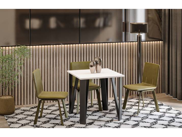 Endo-Moebel Esstisch Adeo schwarze Metallbeine Erweiterbar Küchentisch, 80x80cm erweiterbar 170cm Küchentisch Esszimmertisch Metall