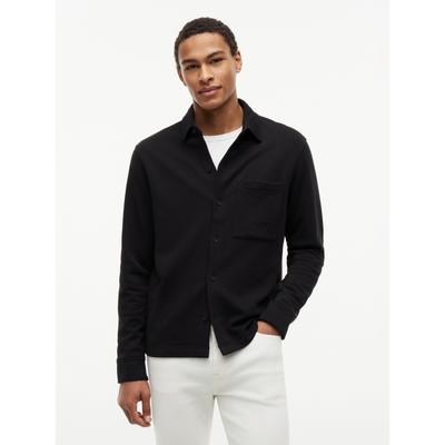 Hemdjacke TOMMY HILFIGER "ESSENTIAL TERRY OVERSHIRT", Herren, Gr. S, schwarz, Sweatware, Obermaterial: 100% Baumwolle, normal normal, Jacken, aus Sweatware