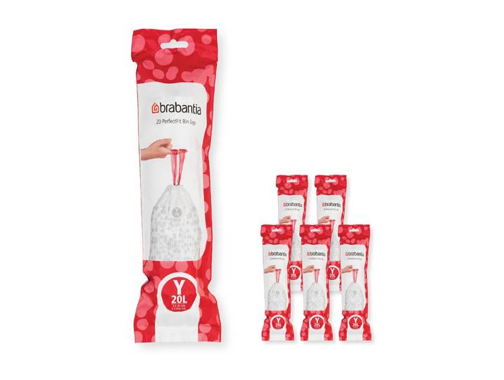 Brabantia Sac poubelle Brabantia PerfectFit 120 sacs Modèle Y, 20 L