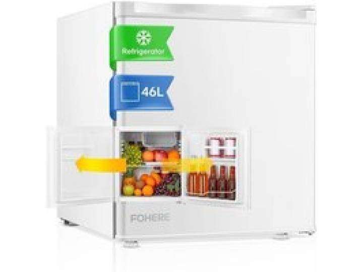 Mini Réfrigérateur 46L Petit Frigo Silencieux Avec Congélateur Porte Réversible Pieds Réglables Etagères Réglables Blanc