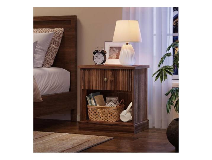 LuxusKollektion Nachttisch Nachttisch braun Mid-Century mit Schublade (1-St)
