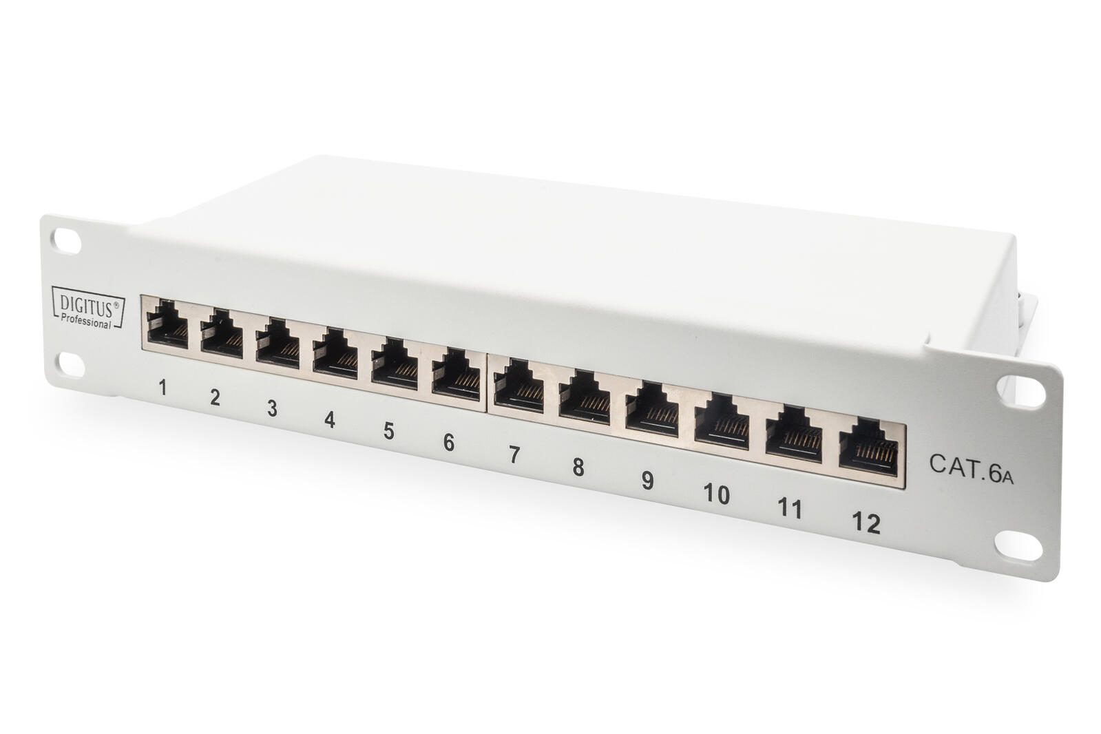 Digitus CAT 6A Patch Panel, geschirmt, 12-Port, 1HE, 10", grau DN-91612S-EA-G