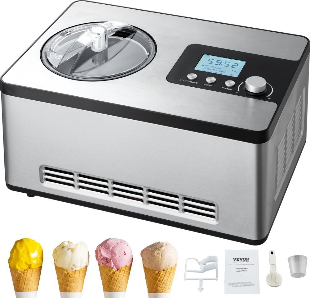 Elektrische Eiscreme-Maschine 2L - Frozen Joghurt Sorbet - Edelstahl Gelato-Spezialitäten.