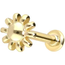 14 Karat Gold Labret mit Push Fit BLUME