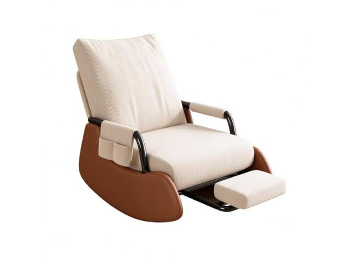 Liege-Schaukelsessel Kord mit abnehmbarem Fußhocker Weicher Kord Schaukel-Liegesessel, Glider mit Seitentasche & abnehmbarem Fußhocker für Schlafzimmer
