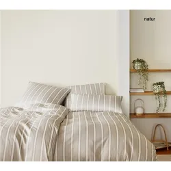 Elegante Bambus-Baumwoll-Satin Bettwäsche Refrain - 155x220 cm + 40x80 cm	natur