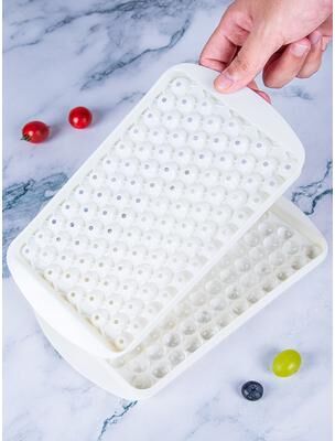 The Handy Homestead Mini Ice Cube Tray With Lid For Round Ice Balls And Crushed Ice white