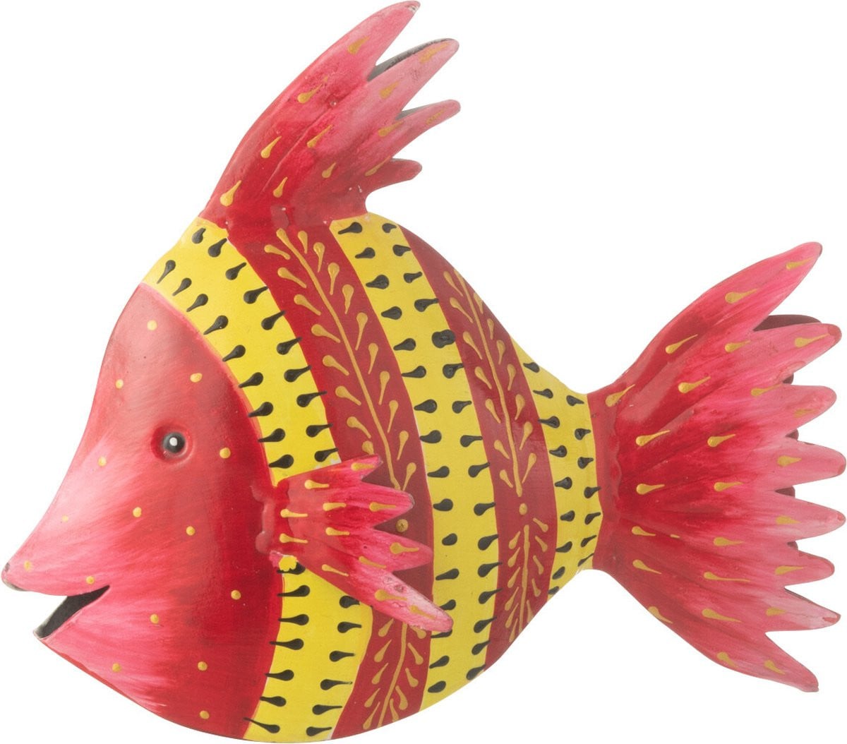 J-Line Decoratie Vis van IJzer in Roze/Geel - Small
