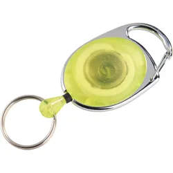 Ausziehbarer Schlüsselanhänger gelb, transparent, ABS-Kunststoff, Metall