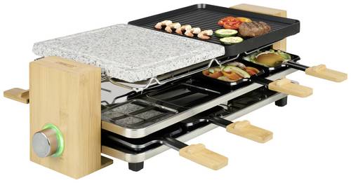 Princess Pure 8 Raclette Antihaftbeschichtung, 8Pfännchen Schwarz, Stein, Bambus
