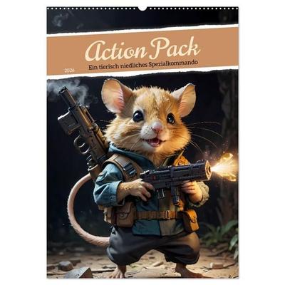 Action Pack - Ein tierisch niedliches Spezialkommando (Wandkalender 2026 DIN A2 hoch), CALVENDO Monatskalender