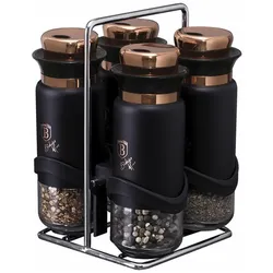 BerlingerHaus 5-tlg. Gewürzständer Black Rose Collection, Küchen Organizer, Schwarz
