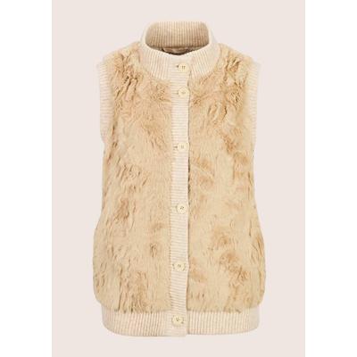 Kurzweste MADELEINE "Weste Webpelz-Weste mit Stehkragen", Damen, Gr. 34, beige, melange, Westen