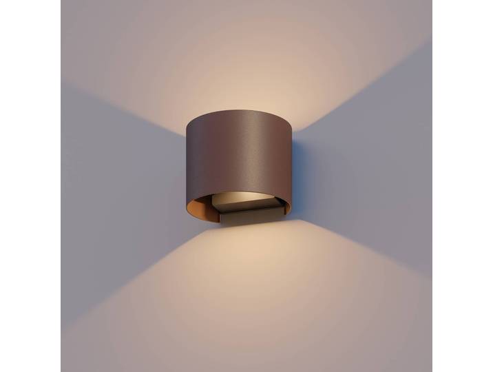 Calex LED Aussenwandleuchte Oval, braun / rost, Aluminium, Modern, LED Wandleuchte außen