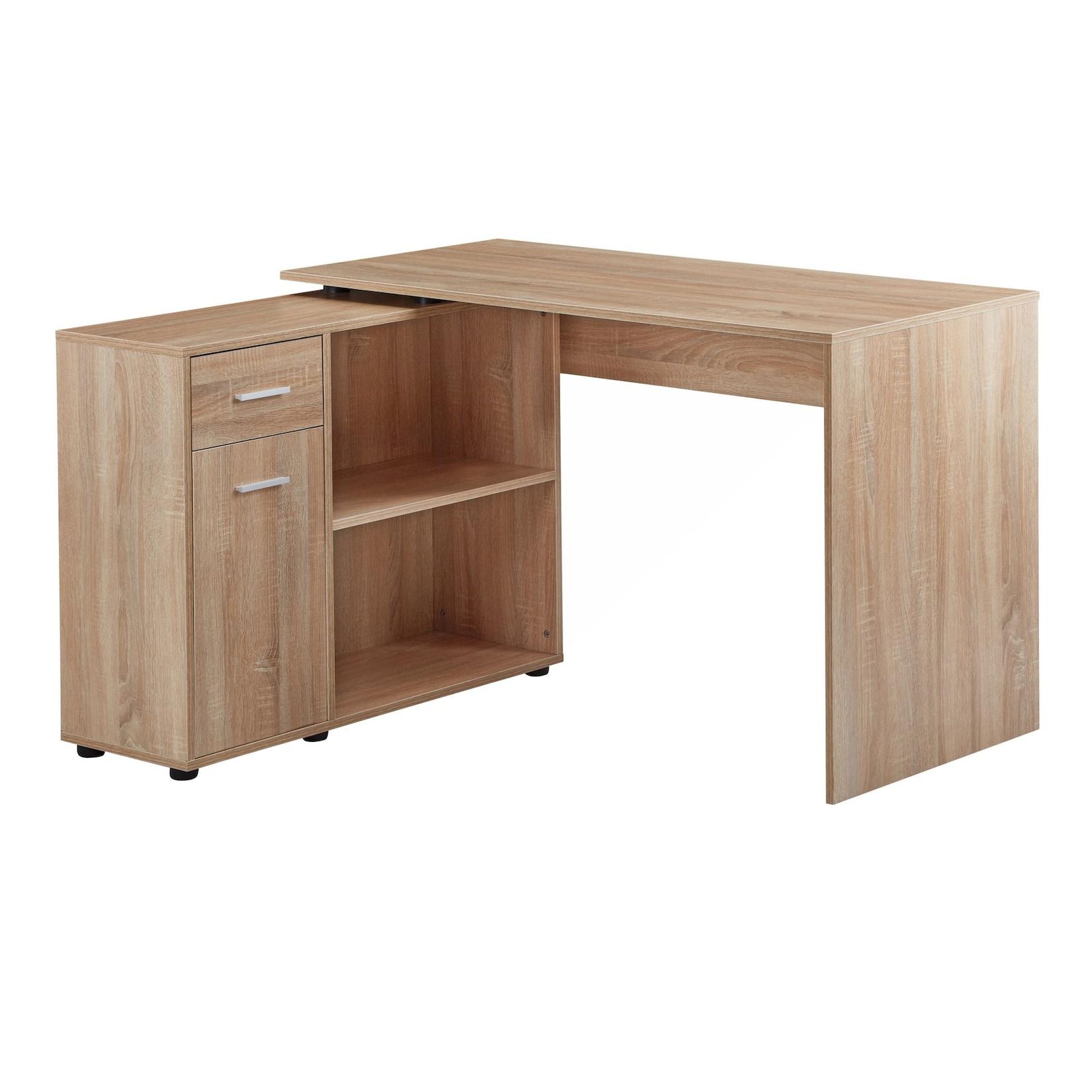 KADIMA DESIGN Schreibtisch mit Regal-Platte: Integriertes Regal, flexibel aufstellbar, Melaminharz-Beschichtung, Schublade/Tür – Sonoma, 120x106,5x75,5 cm