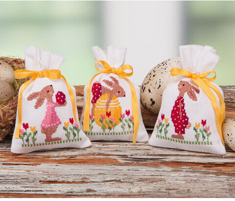 Geschenk- und Kräutersäckchen "Häschen", 3er-Set