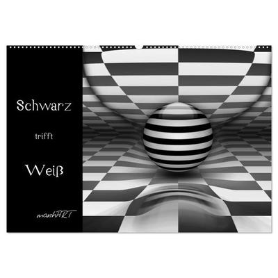 Schwarz trifft Weiß (Wandkalender 2027 DIN A2 quer), CALVENDO Monatskalender