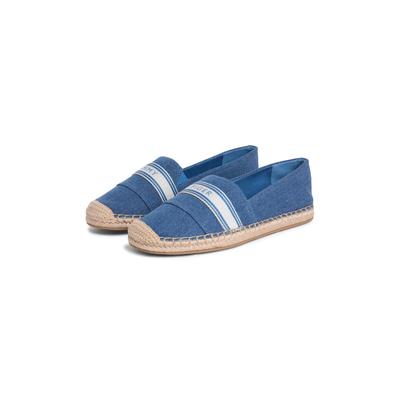 Espadrille TOMMY HILFIGER "HILFIGER WEBBING ESPADRILLE", Damen, Gr. 36, Textil, denim, unifarben mit Farbeinsatz, Schuhe Espadrille, Halbschuh, Schlupfschuh, Sommerschuh mit Logoschriftzug