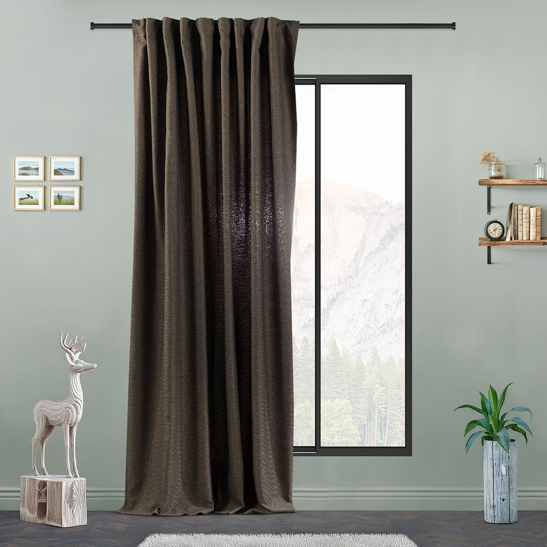 Lilijan Home & Curtain Extra Long & Extra Wide Faux Linen Decorative Curtain Single Panel Mink 140cm Width x 500cm Drop