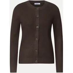 Strickjacke mit Rundhals und Knopfleiste Braun S