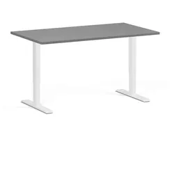 Höhenverstellbarer Schreibtisch, 2 Motoren, 74-121 cm, Tischplatte 140x80 cm, weißes Metallgestell, Graphit
