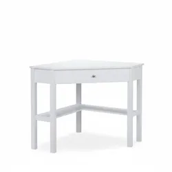 Relaxdays Eckschreibtisch, Ablage & Schublade, platzsparend, Büro, Arbeitszimmer, Landhausstil, HBT: 76x107x72 cm, weiß