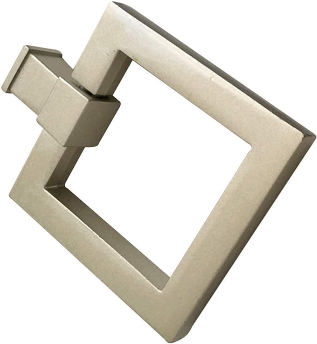 Metalen Meubelgreep Vierkant - Kastknop Ring - Satijn Nikkel - 58 mm
