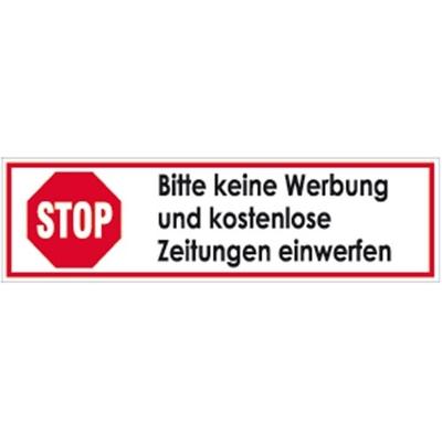 Aufkleber STOP Bitte keine Werbung u. kostenlose Zeitungen..., Folie, 70x20mm, 7 St./Bogen