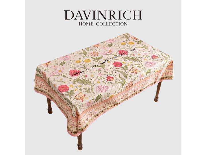 DAVINRICH Style Rococo nappe fleurs d'hortensia imprimer français romantique nappe couverture tissu de table 140x200 cm couleur rose