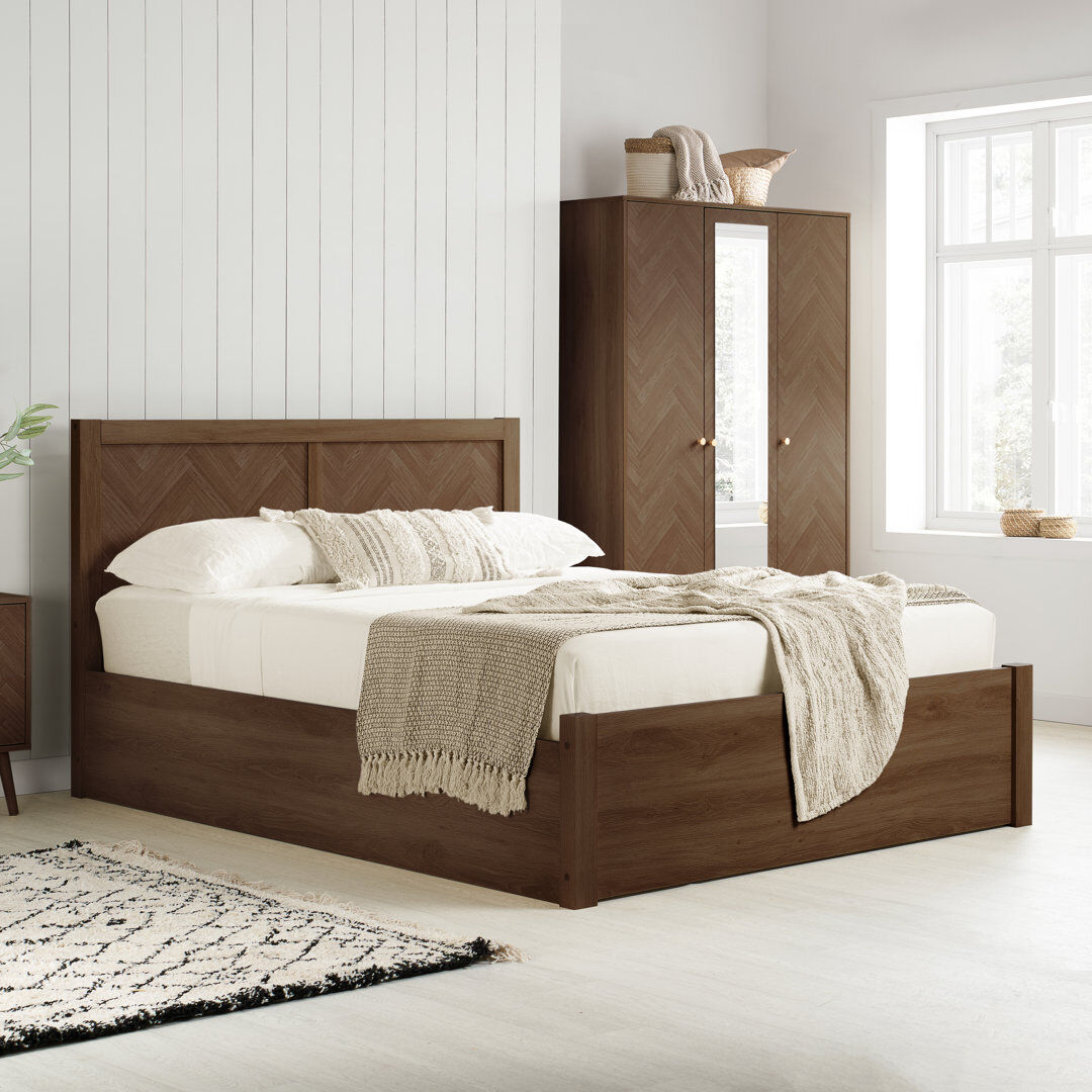 Norden Home Mardell Ottoman Storage Bed Walnut Kingsize (5')