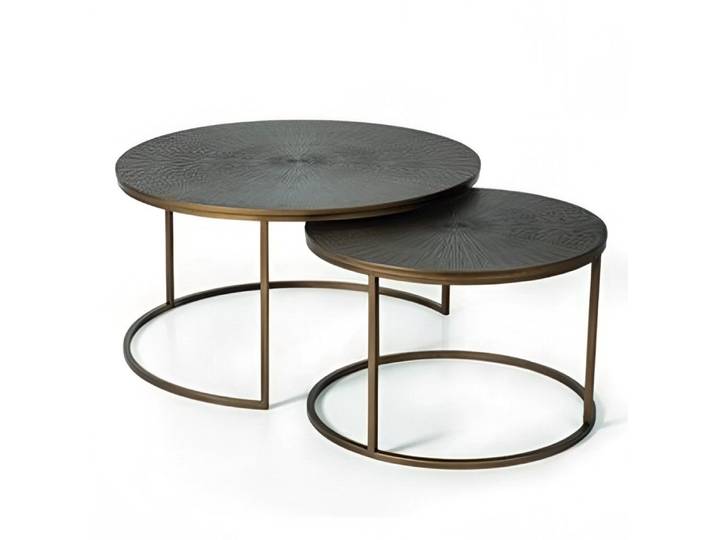 Xlmoebel Couchtisch Runder Couchtisch 2er Set Metall Gold Grau Modern Sofort (2er Set, 2-St., 2x Couchtisch), Made in Europa